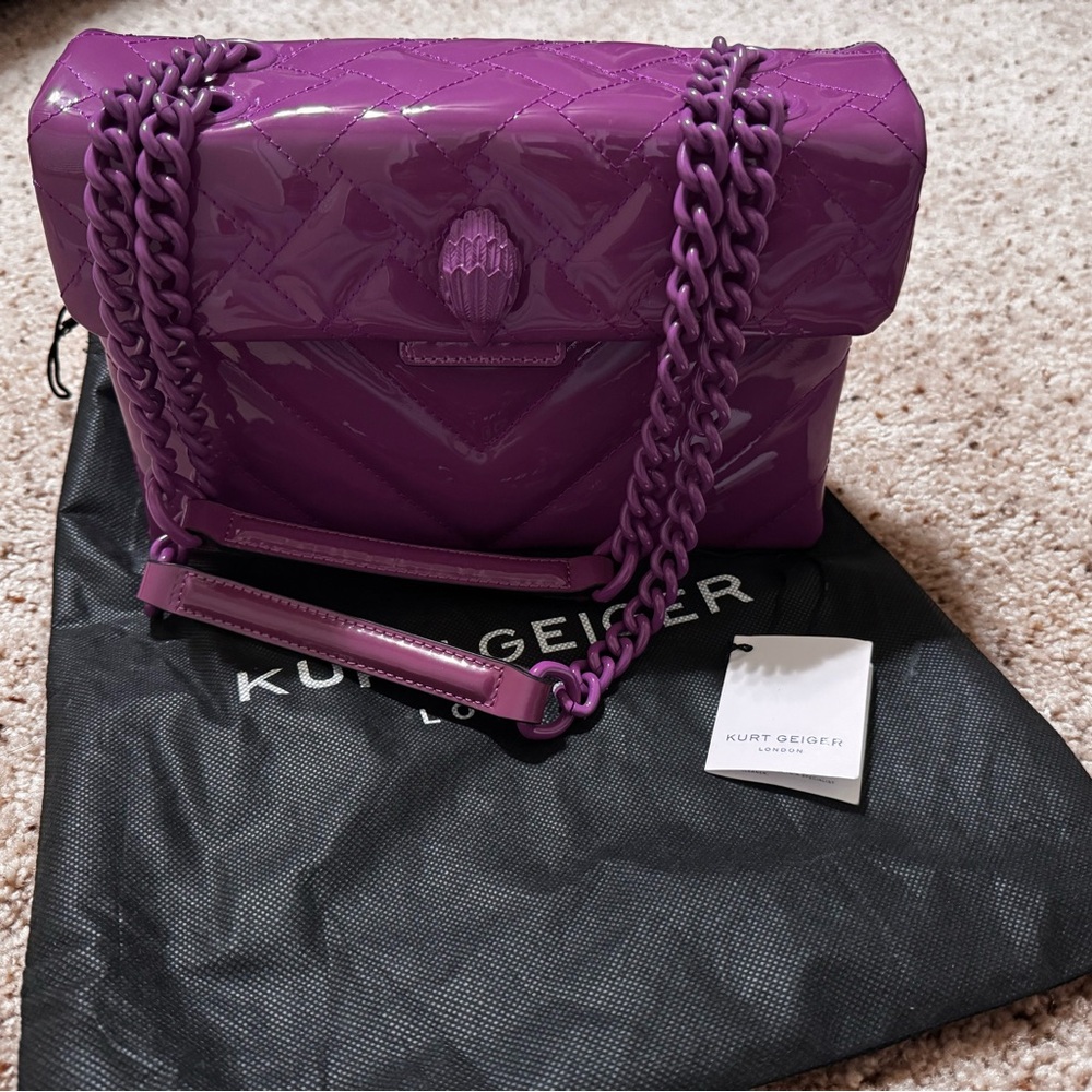 Kurt Geiger Purple Shoulder Bag with Glossy Finish - Picture 2 of 6